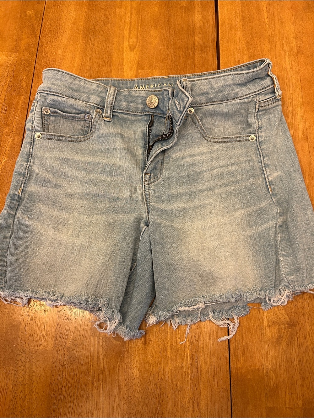 American Eagle Outfitters Light Wash Distressed Denim Shorts